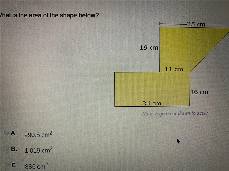 What is the area of the shape below-example-1