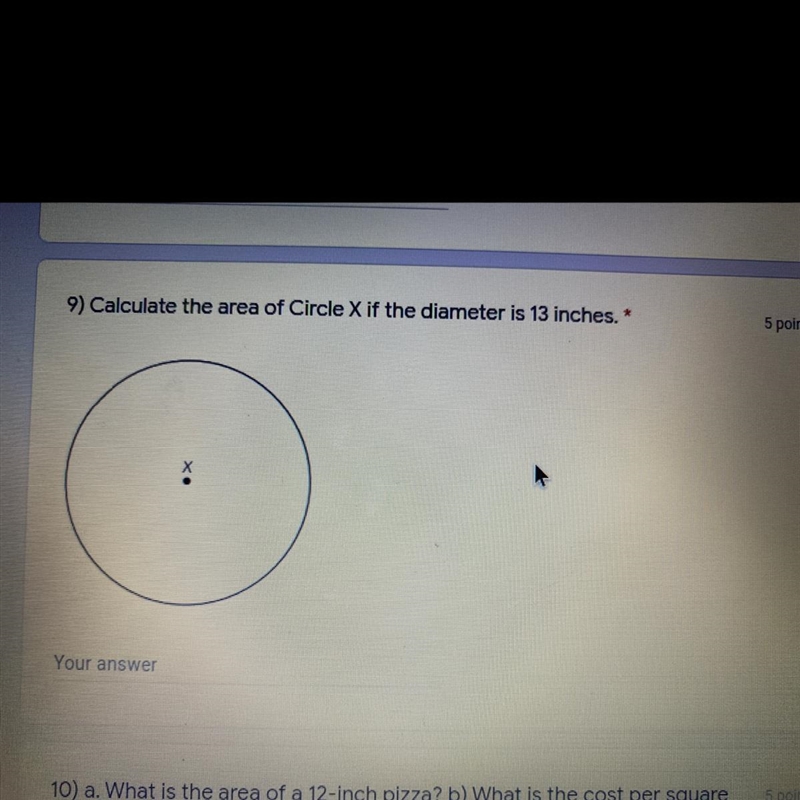 Calculate the area of Circle X if the diameter is 13 inches-example-1