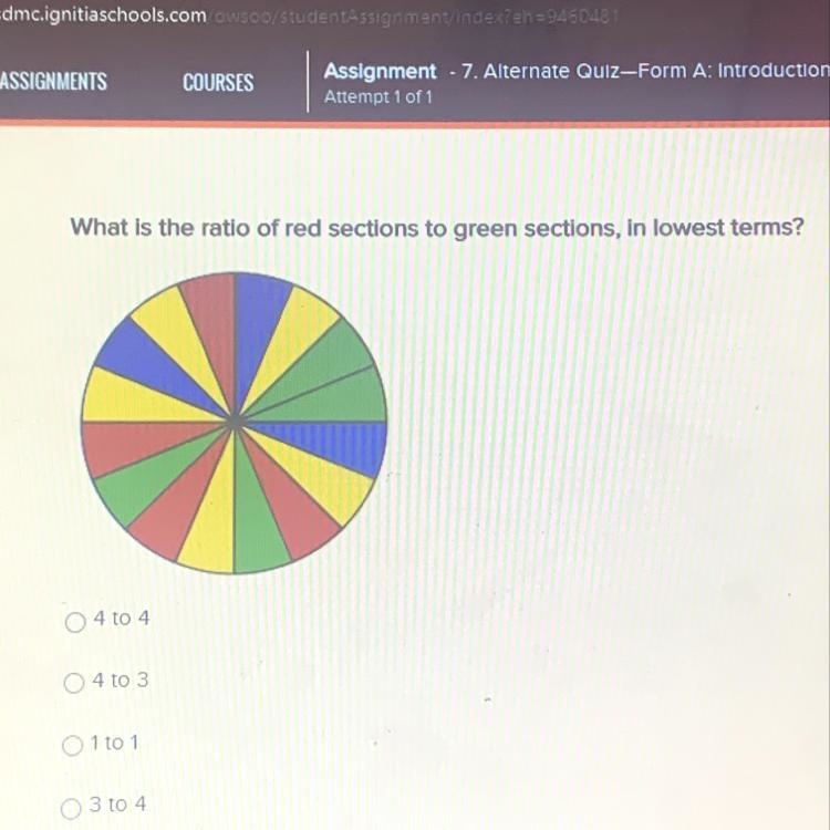 What is the ratio of red sections to green sections, in the lowest terms?-example-1