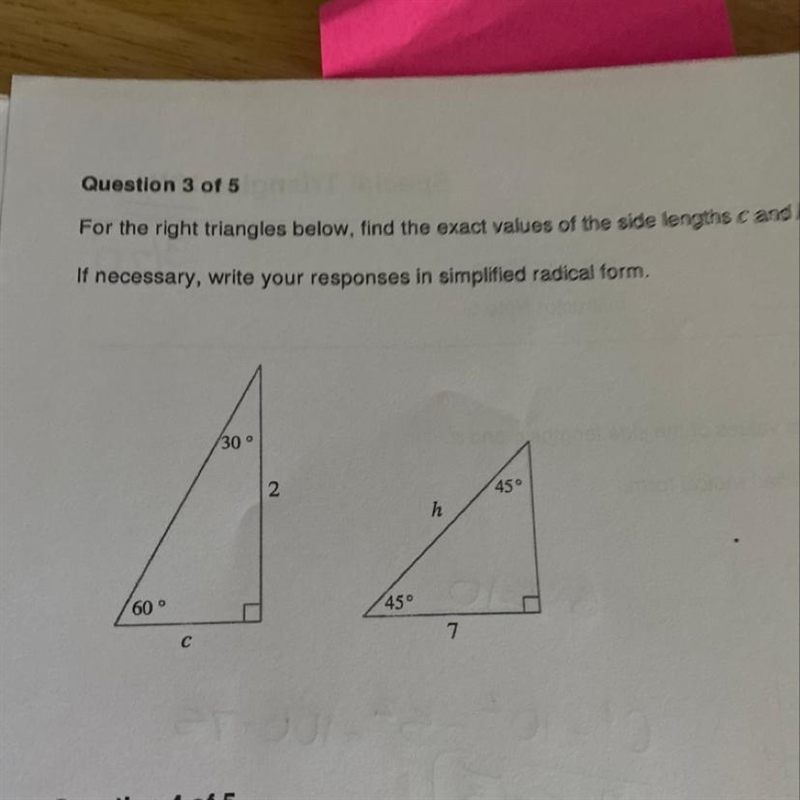 Find side lengths C and H-example-1