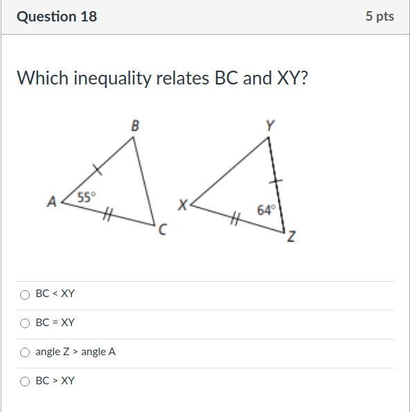 Which inequality relates BC and XY?-example-1