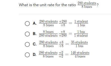 What is the unit rate for 280 students/8 buses?-example-1