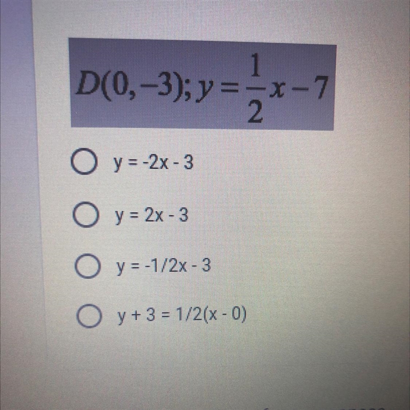 Write an equation in slope-intercept form of the line perpendicular to the given line-example-1