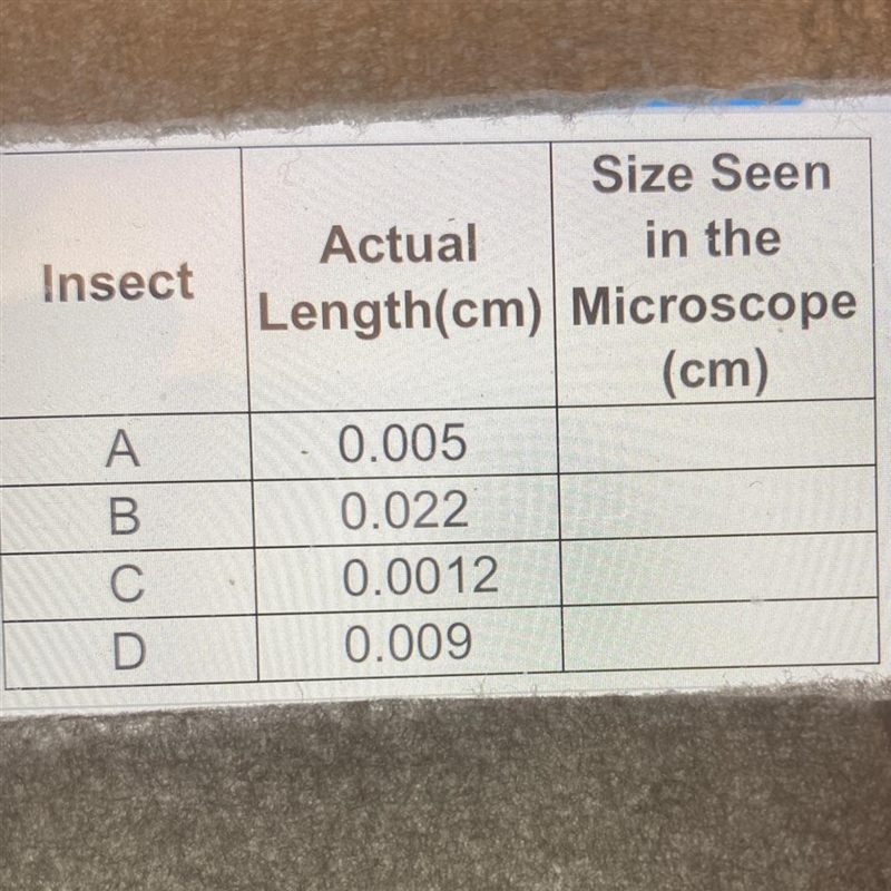 16. Adam uses a microscope to observe insects in science class. The microscope enlarges-example-1