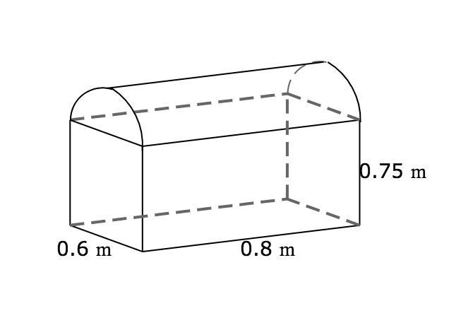 A company manufactures aluminum mailboxes in the shape of a box with a half-cylinder-example-1