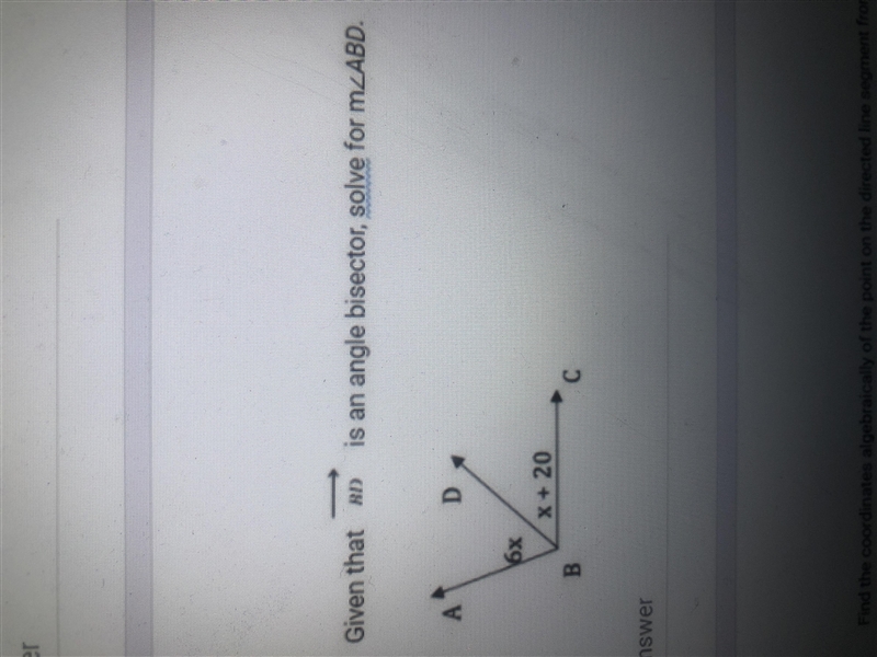 Given that BD is an angle bisector Solve for m-example-1