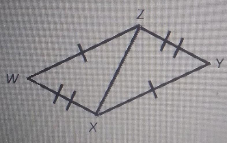 Which statement describes the congruent triangles? ∆WXZ=∆YZX ∆WXZ=∆YXZ ∆WXZ=∆XYZ ∆WXZ-example-1