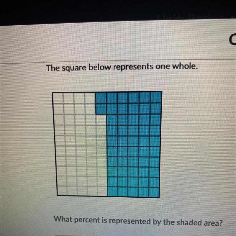 The square below represents one whole. What percent is represented by the shaded area-example-1