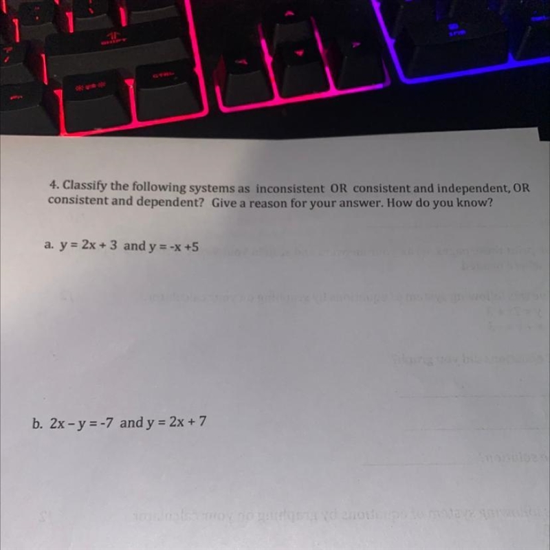 Please help fast! Solve! 2x-y = -7 and y = 2x + 7-example-1