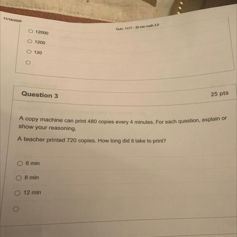 A copy machine can print 480 copies every 4 minutes. For each question, explain or-example-1