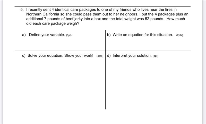 How much did each care package weigh?-example-1