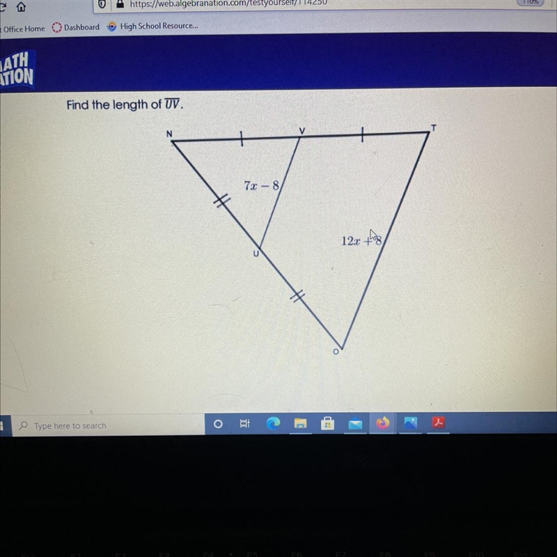 Find the length of line segment UV.-example-1