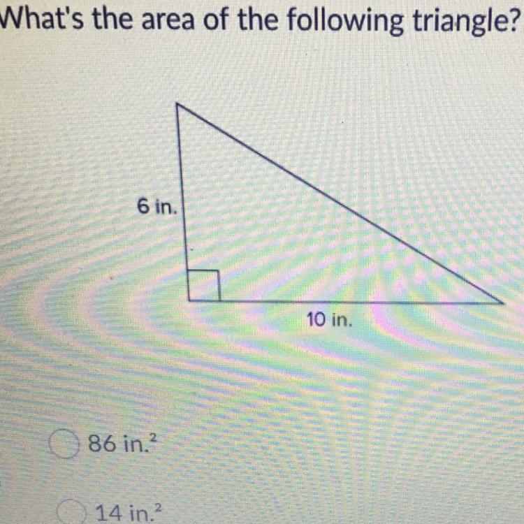 What's the area of the following triangle?-example-1