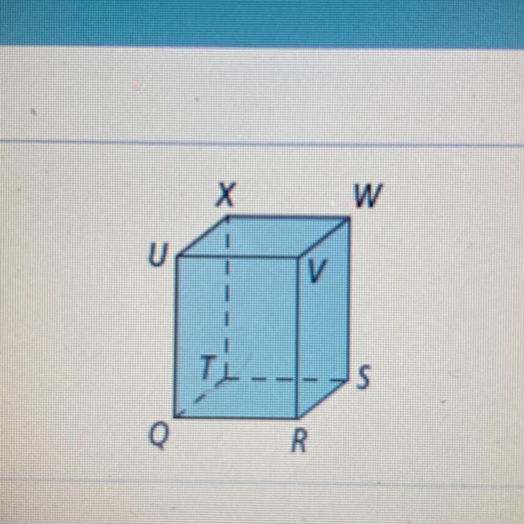 15 POINTS 1. name two planes that intersect in WX in the figure to the right plane-example-1