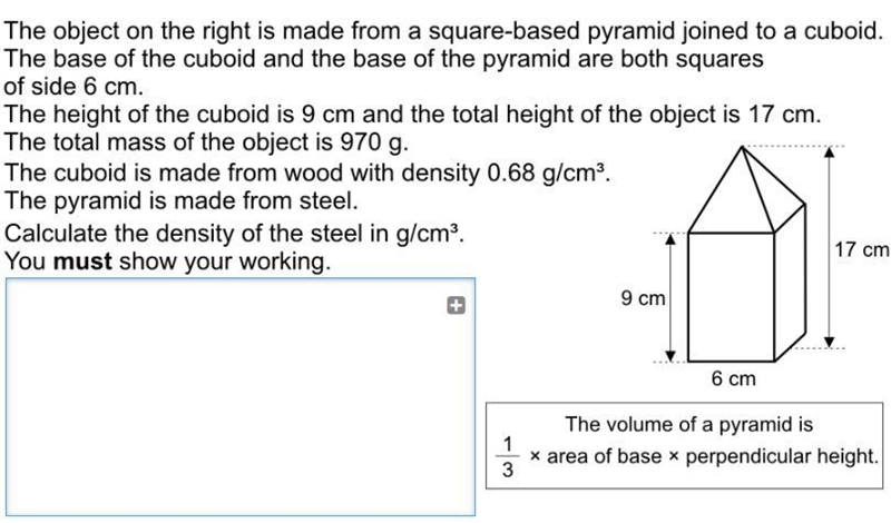 Calculate the density of the steel in g/cm^3-example-1