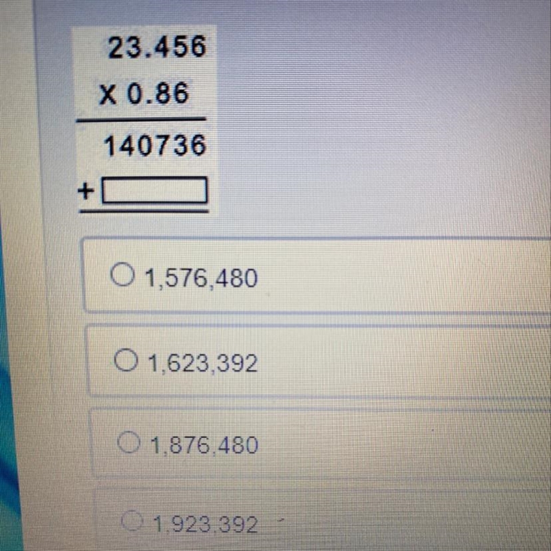 PLS HELP IM TIMED!!!!!! What value should go in the empty box to complete the calculation-example-1