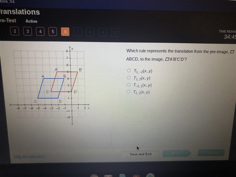 Which rule represents the translation from he pre-image, ABCD, to the image, A’B’C-example-1