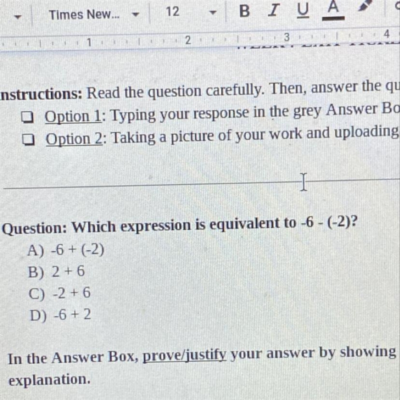 What expression is equivalent to -6-(-2)-example-1