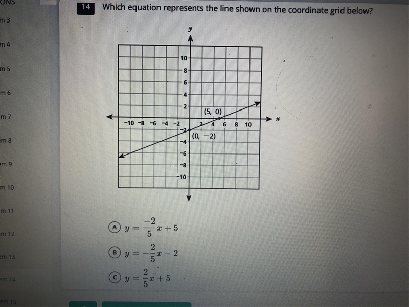 Option D is: y=2/5x-2 Please help I’m timed-example-1