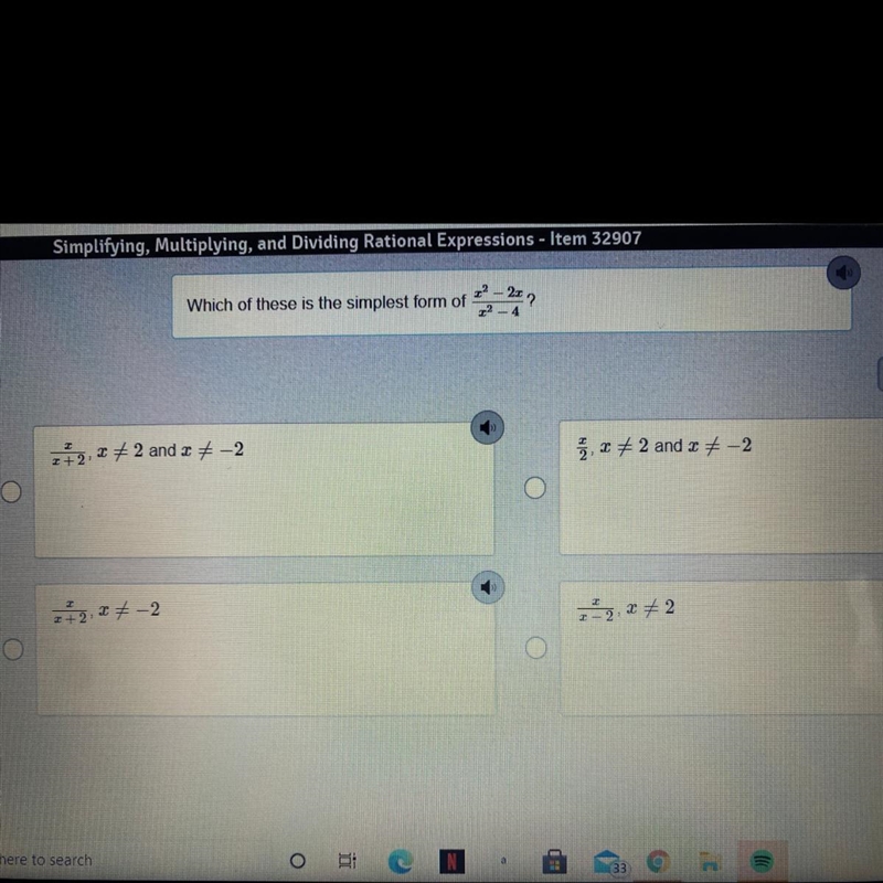 Which of these is the simplest form of x2-2x/x2-4?-example-1