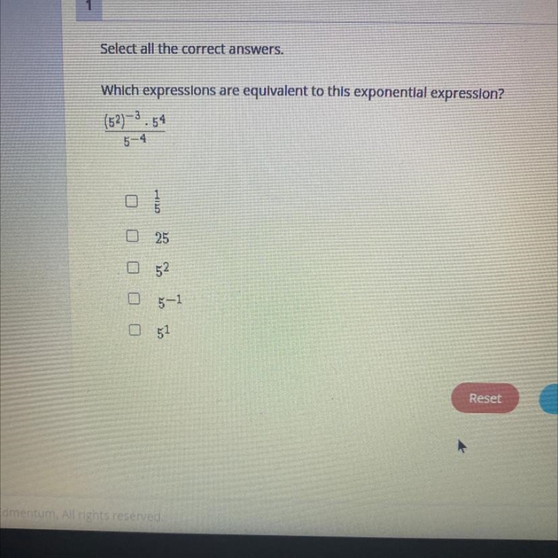 Select all the correct answers. Which expressions are equivalent to this exponential-example-1