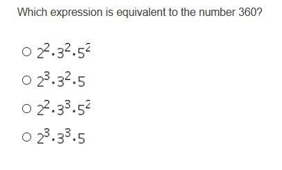 Which expression is equivalent to the number 360?-example-1