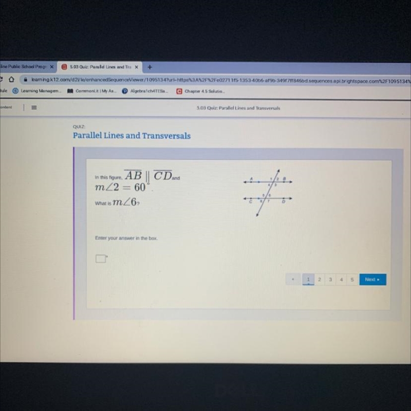 In this figure, AB | CD and mZ2 = 60 m_6 What is Enter your answer in the box.-example-1