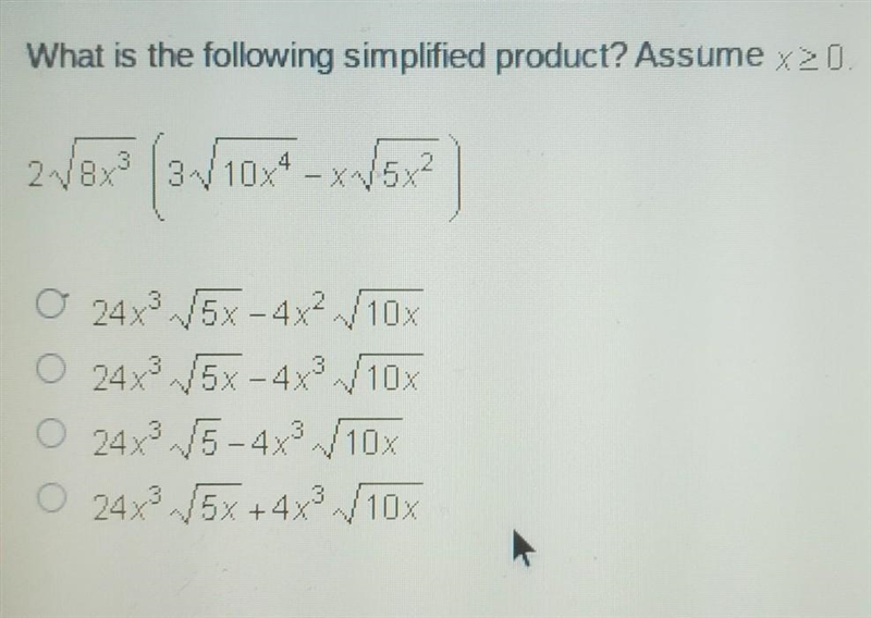 What is the following simplified product? Assume x>0 2 square root 8x^3(3 square-example-1