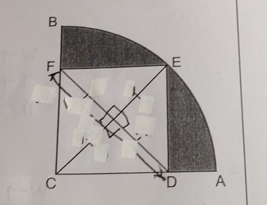 In the figure, ABC is a quarter circle and CDEF is a square. (a) The length of DF-example-1