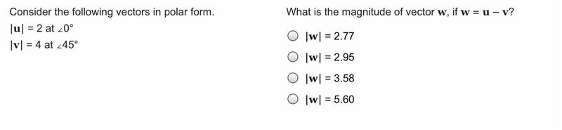 What is the magnitude of vector w, if w = u – v?-example-1