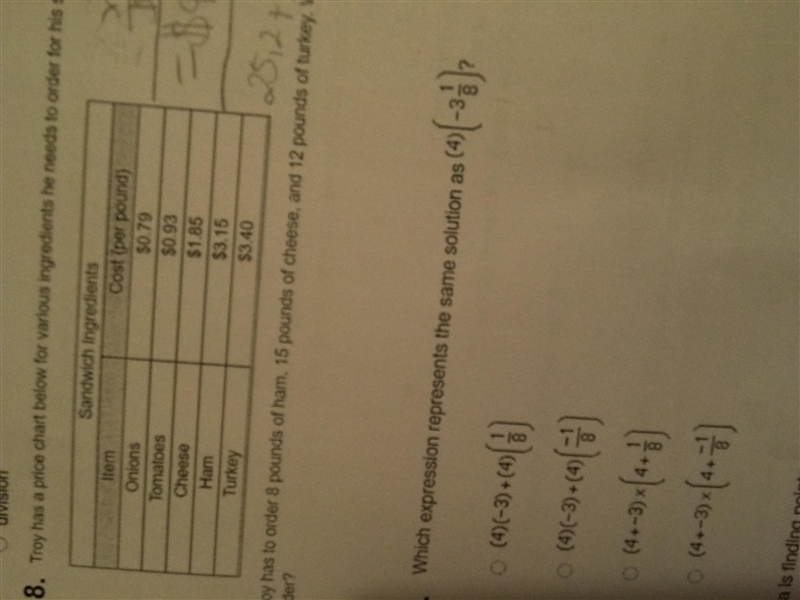 Troy has to order 8 pounds of ham,15 pounds of cheese, and 12 pounds of turkey. What-example-1