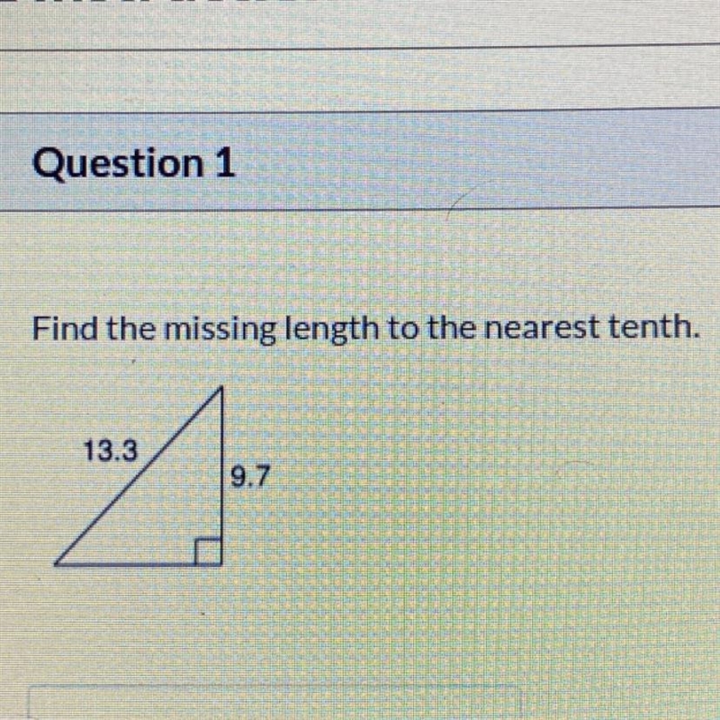 Find the missing length to the nearest tenth. 13.3 9.7-example-1