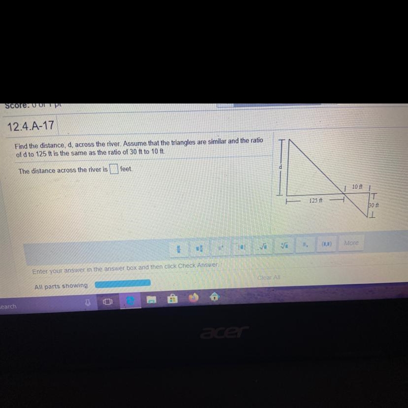 What is the distance across the river in feet?-example-1