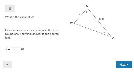 What is the value of x? Enter your answer as a decimal in the box. Round only your-example-1