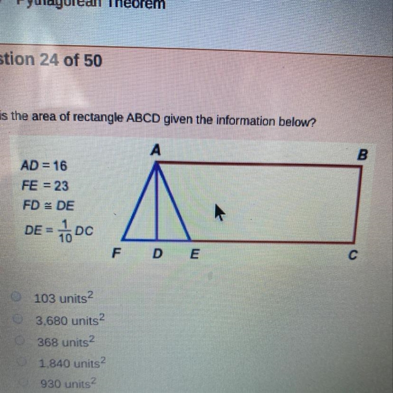 What is the area of rectangle ABCD given the information below?-example-1