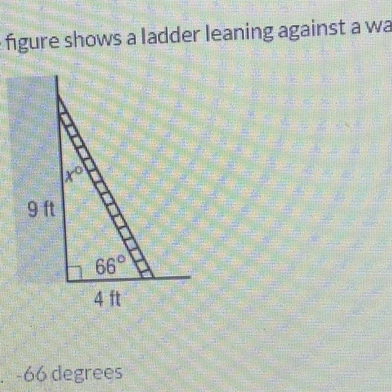 The figure shows a ladder leaning against a wall, forming a triangle. What is the-example-1