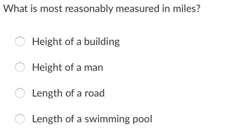 What is most reasonably measured in miles?-example-1