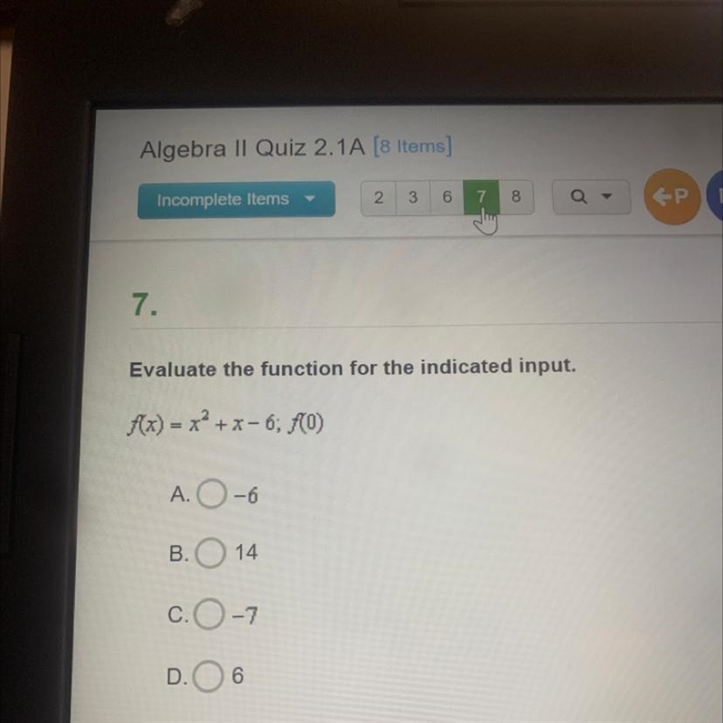 Evaluate the function for the indicated input-example-1