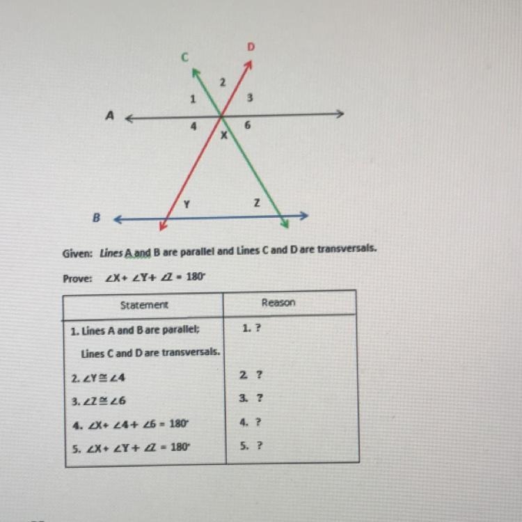 Which reason justifies statement 2? A) Vertical angles are congruent B) Corresponding-example-1