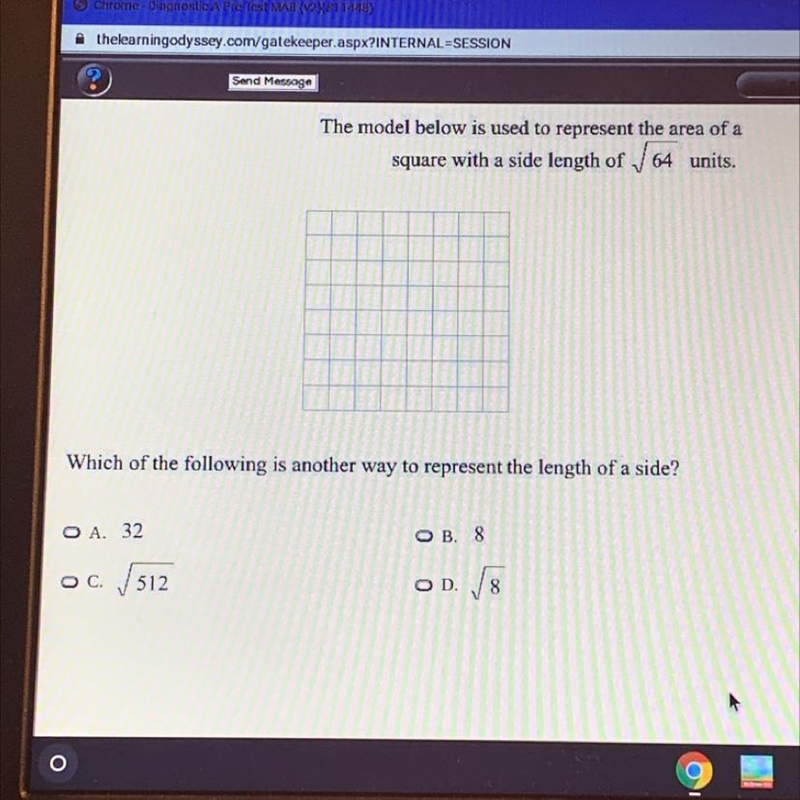 The model below is used to represent the area of a square with a side length of /64 units-example-1