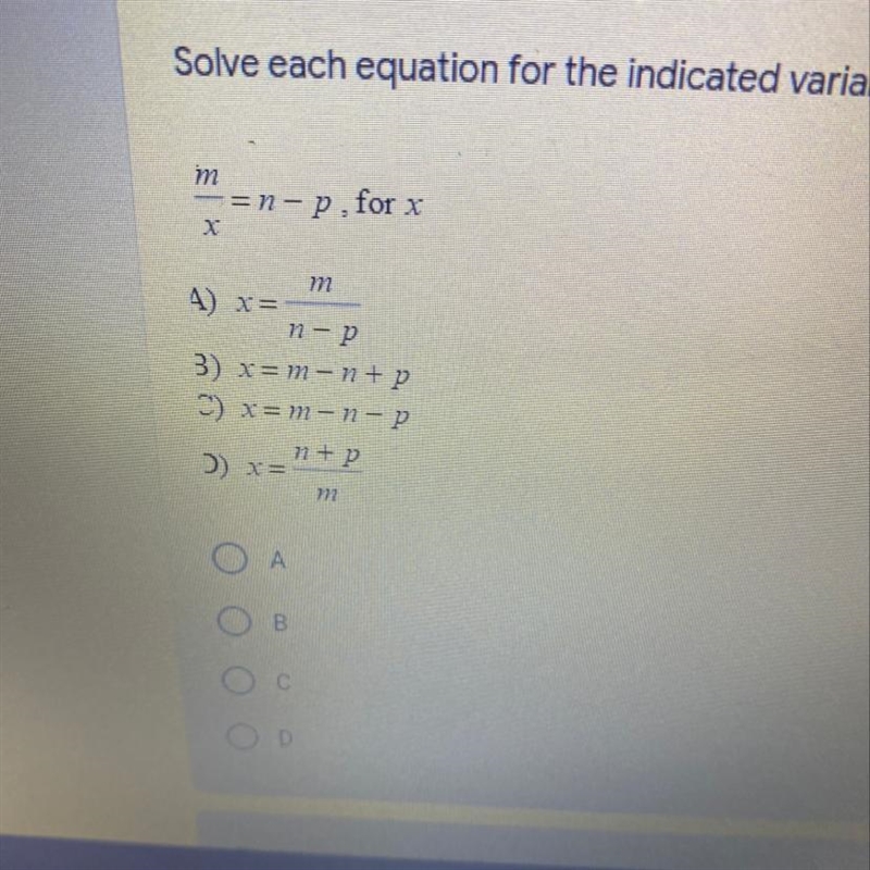 M/x =n-p, x for p ??-example-1