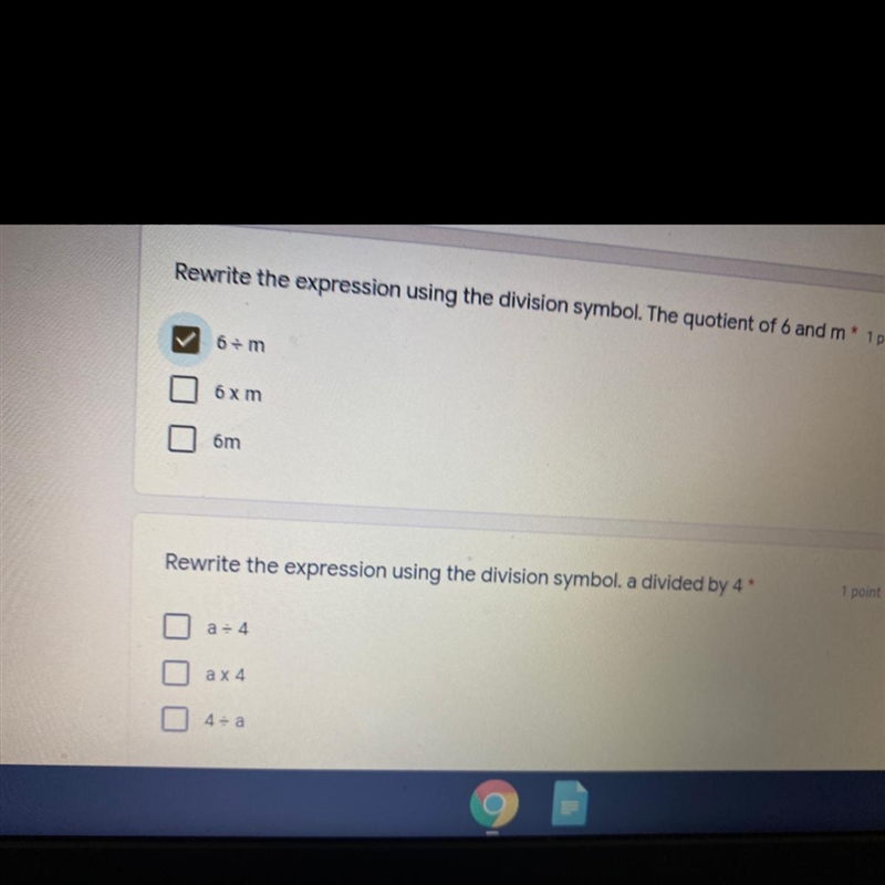 A divided my 4 or ax4 or 4 divided my a-example-1