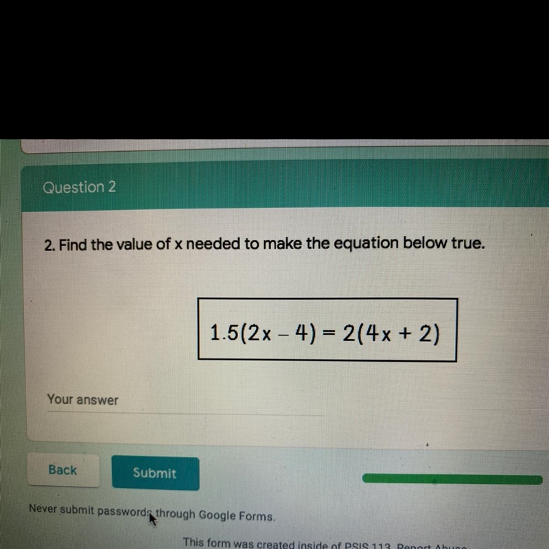 Find the value of x needed to make the equation below true.-example-1