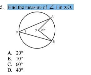 Find the measure of ∠ 1 in O.-example-1