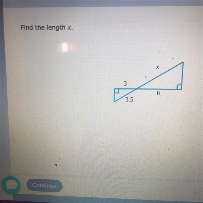 Find the length x. 3 6 3.5-example-1