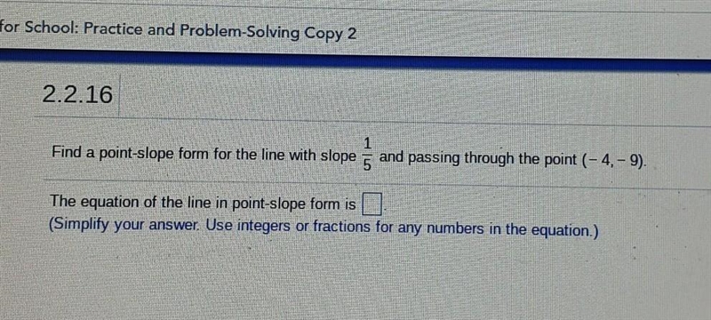 Point slope form problem​-example-1