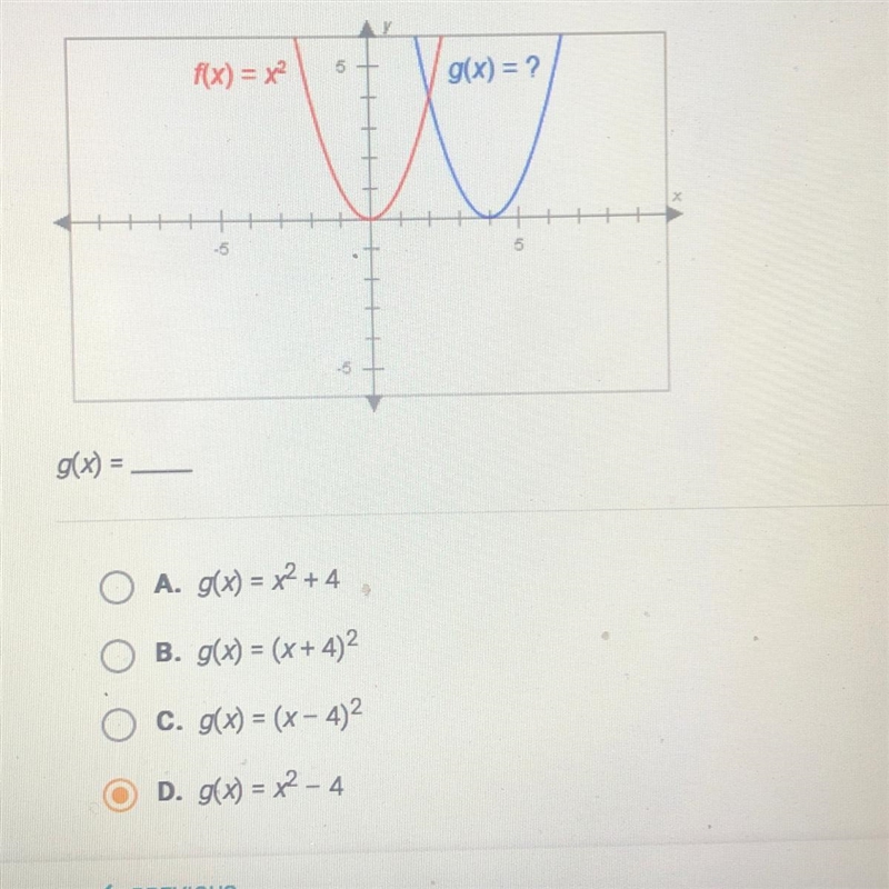 The graph below have the same shape what is the equation of the blue￼-example-1