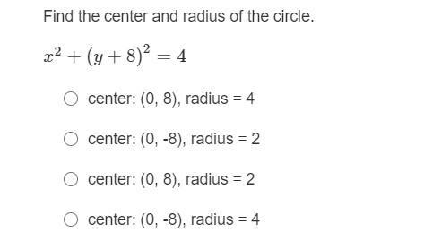 (19 POINTS!) FIND THE CENTER AND RADIUS OF THE CIRCLE-example-1