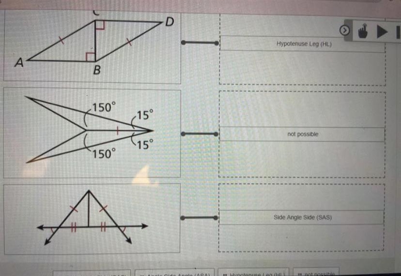 Let me try again the question is “match each drawing with a triangle congruence postulate-example-1