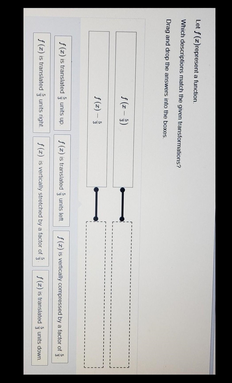 Let f (x) represent a function. Which description match the given transformations-example-1